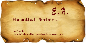 Ehrenthal Norbert névjegykártya